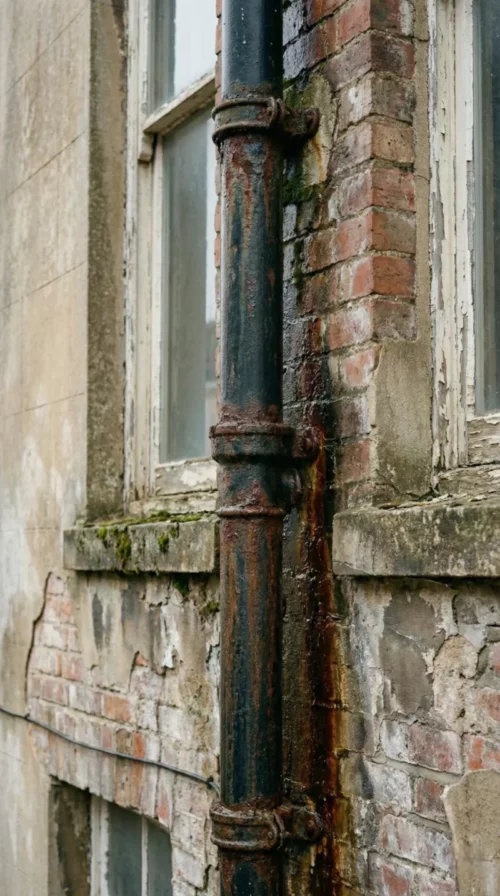 Sistema de bajantes de aguas residuales en edificio
