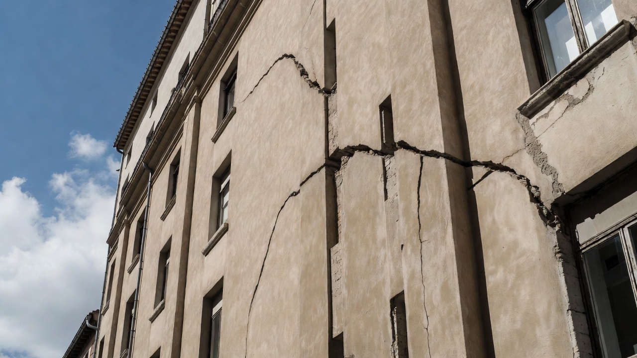 fisura en fachada de edificio