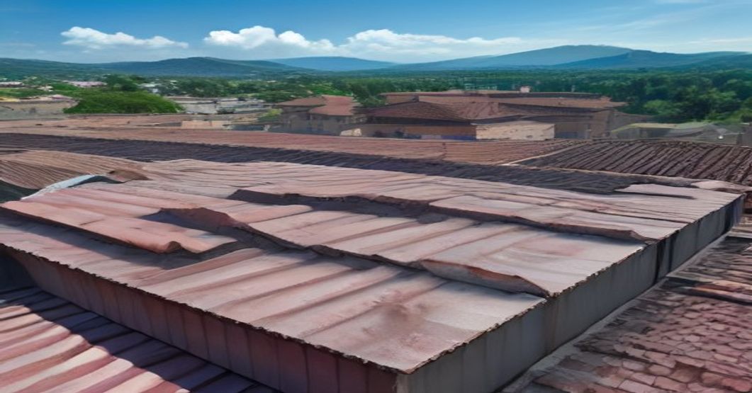 Cubierta de uralita con amianto en edificio antiguo